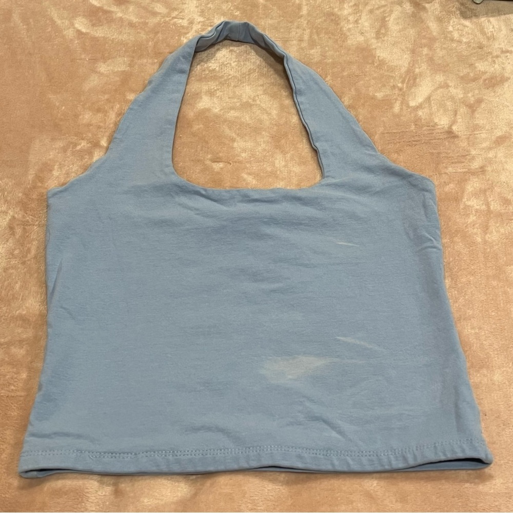 Cotton On Baby Blue Seamless Stacey Halter Neck Top size XS